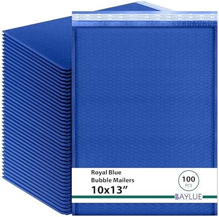 Royal Blue Bubble Mailers 10x13, Self Seal Poly Padded Envelopes, 100 Pack by BAYLUE
