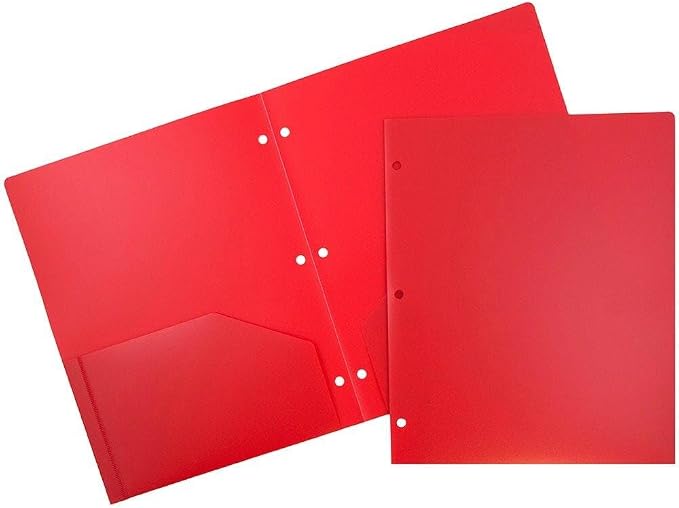 JAM PAPER Heavy Duty Plastic 3 Hole Punch Pocket Folders - Extra Tough School Folders - Assorted Primary Colors - 24 Folders/Pack (4 Assorted Packs of 6) - Image 3