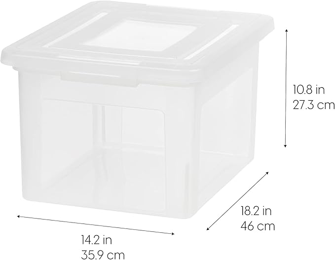 IRIS USA File Box, Plastic File Organizer with Lids for Letter/Legal File, Portable Document Box For Moving, Storage Bin with Durable and Secure Lid, Stackable Nestable BPA-Free, Clear 35 Qt. 8 Pack | Portable Moving Box, Stackable and Secure Storage, ... - Image 4