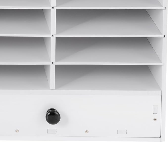 Mail Sorter Organizer, White Student Mailbox for Classroom, Desktop File Sorter, Literature Organizer, Paper Organizer for Home School Office (White 32 Compartment with 2 Drawers) - Image 8