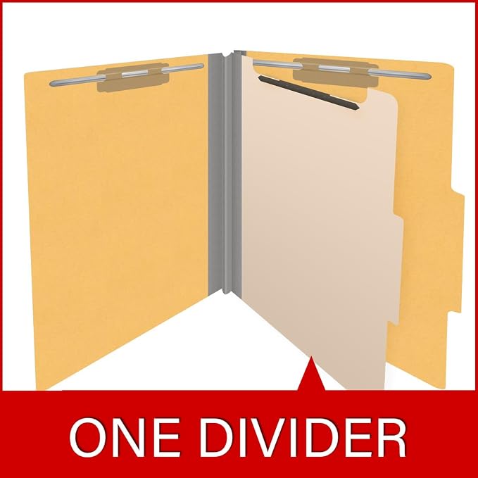 Heavy Duty End Tab Color Folders, 2/5 Cut ROC Top Tab, Letter Size, 1 Divider, Yellow (Box of 10) - Image 8