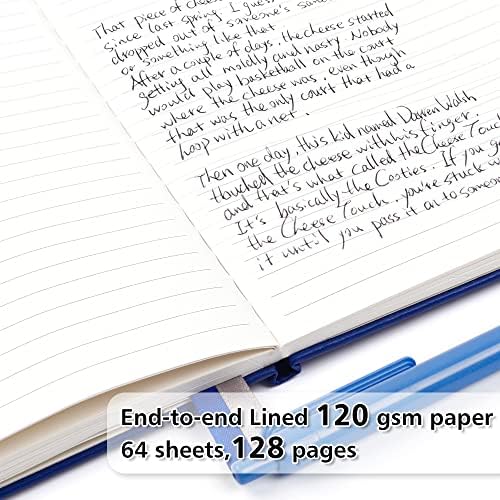 feela 8 Pack Journal Notebook Bulk for School, Hardcover Business Notebooks Classic Ruled Lined Journals with Pen Holder for Work Note Taking, with 8 Black Pens, 120 GSM, 5.1”x8.3”, A5, Navy - Image 3