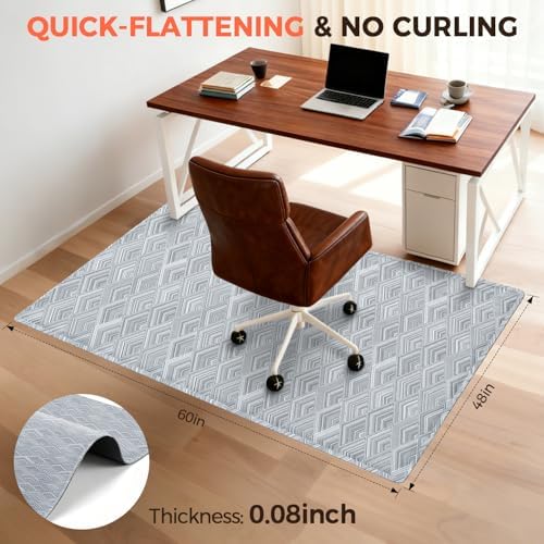 BAGAIL Office Chair Mat for Hardwood Floor, 48"x60" Heavy Duty Computer Chair Mat - Fast Flat & Smooth Glide - Non-Slip Desk Chair Floor Protector for Home Office - Gray Diamond - Image 4