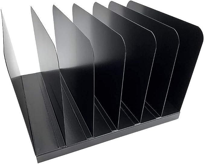 Huron Desktop File Binder Organizer Storage Vertical 6 Slot, Black Commercial Grade Steel - Image 2