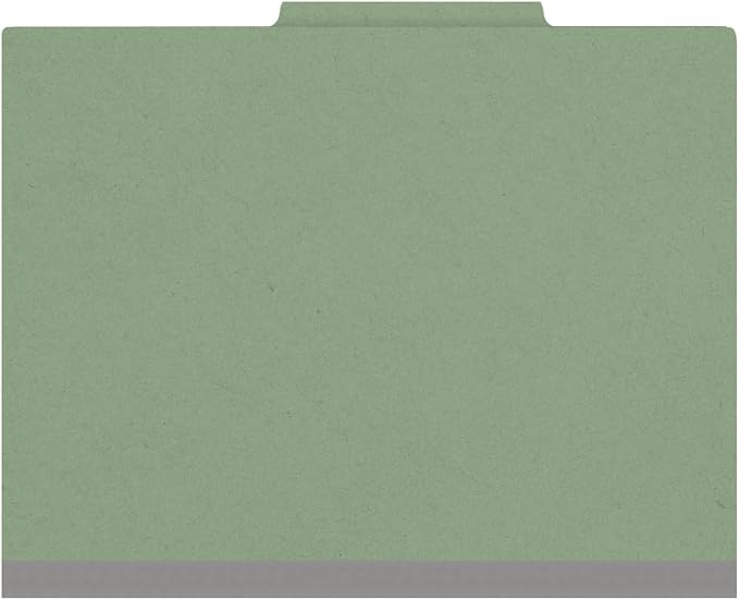 25 Pt. Pressboard Classification Folders, 2/5 Cut ROC Top Tab, Letter Size, 1 Divider, Green (Box of 10) - Image 3