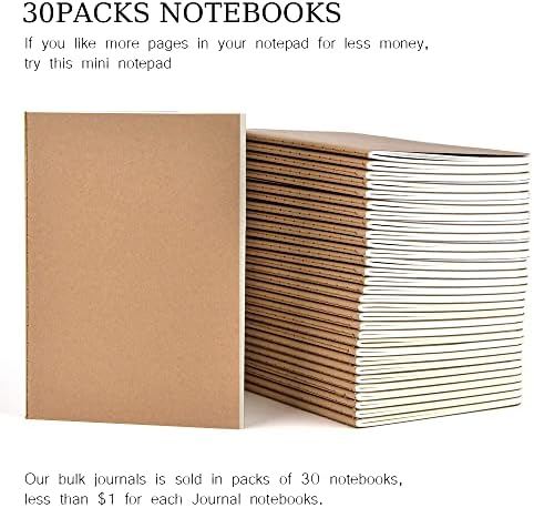 30 Pack A5 Blank Journal Notebook for Travelers, Student Gifts Office and School Supplies, Writing Journal Sketchbook Subject Notebooks Travel Journals Bulk, Kraft Paper, 80 Pages, 40 Sheets, 8.3x5.5 - Image 6