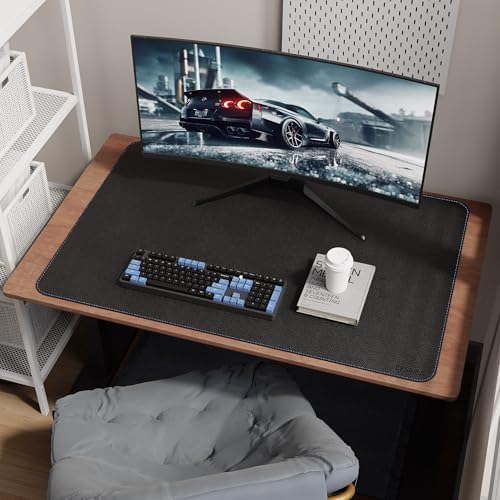 CENNBIE 39.4" x 27.5" Leather Desk Mat,Computer Mouse Pad XXL (Black) - Image 6