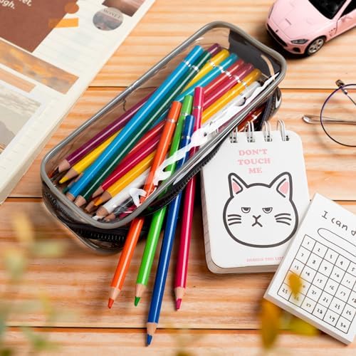 Fainne 50 Pcs Clear Pencil Pouch Bulk 7.87x1.38 Zipper Bag, Gray - Image 5
