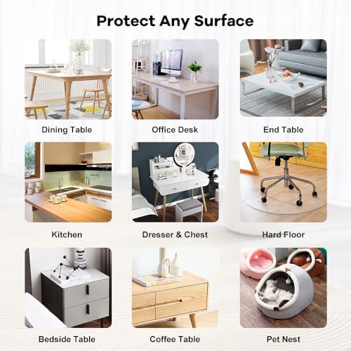 PVC Clear Table Cover Protector 66x48 Crystal Vinyl Tablecloths Plastic Tabletop Pad Heavy Duty Desk Protector for Dining Room Table Living Room Table Kitchen Coffee Table Meeting Desk Heat Resistant - Image 6