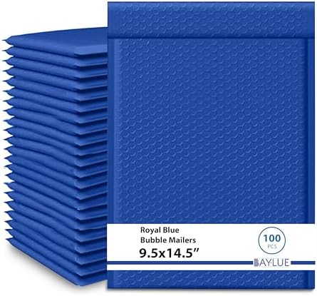 Royal Blue Bubble Mailers 9.5x14.5, Poly Padded Envelopes #4, 100 Pack by BAYLUE