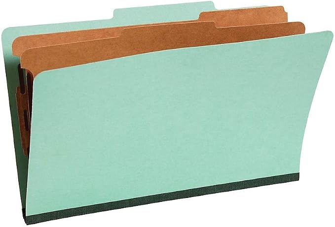 Staples Pressboard Classification Folder, Legal Size, 2/5‑Cut Top Tab, 2 Dividers, Green, Durable Construction, 20/Box - Image 4