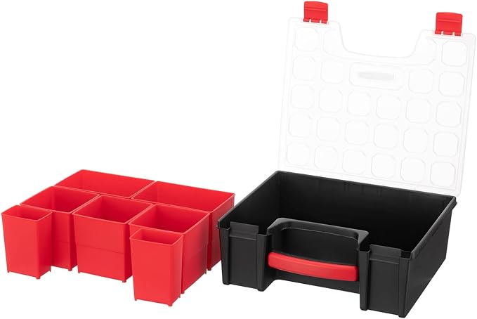 INTERTOOL Hardware Organizer with 7 Deep Removable Bins - Small Parts Storage Tool Box for Nuts, Bolts, Screws, Nails - Portable Handle Transparent Lid with Locks BX08-4032 - Image 5