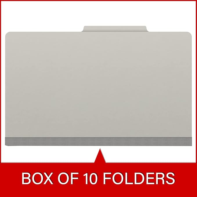 25 Pt. Pressboard Classification Folders, 2/5 Cut ROC Top Tab, Legal Size, No Dividers, Light Gray (Box of 25) - Image 6