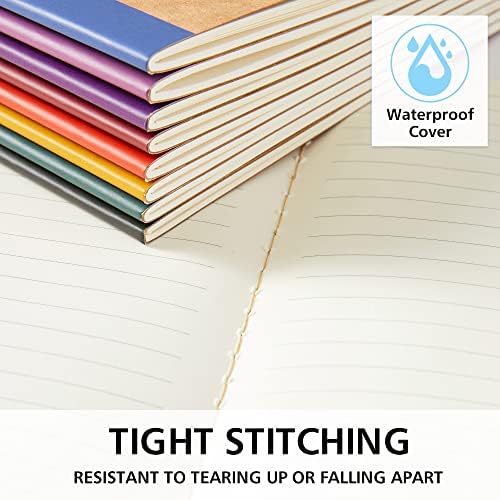 feela 16 Pack Composition Notebooks Bulk, Kraft Cover Lined Blank College Ruled Composition Travel Journals with Jewel Tone Spines For Women Students, 60 Pages, 8.3”x 5.5”, A5, 8 Vintage Colors - Image 4