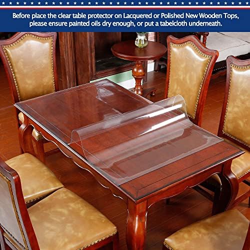 Table Protector Clear Plastic Tablecloth Cover Wipeable Protective Desktop Cover PVC Vinyl Conference Furniture Kitchen Dining Room Tabletop Protection Pad Mat Polyester Water Resistant 54 x 108 102 - Image 2