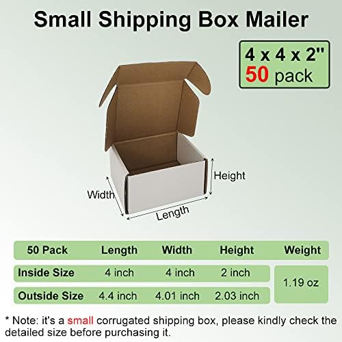 50 Pack 4x4x2'' Small Shipping Boxes, White Corrugated Cardboard Literature Mailers, Mailing Packaging Supplies for Small Business (W442-50) - Image 2