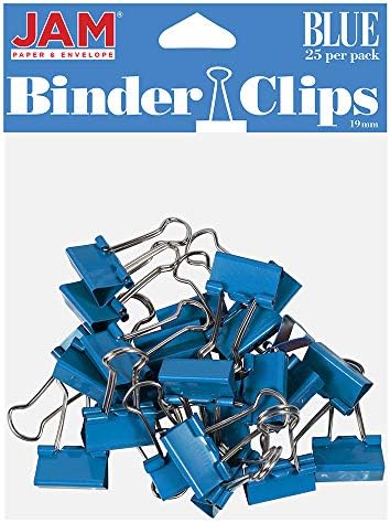 JAM PAPER Colorful Binder Clips - Small - 3/4 Inch (19 mm) - Blue Binderclips - 25/Pack by JAMPaper
