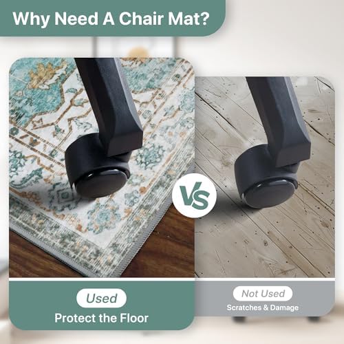 36"x48" Office Chair Mat for Hardwood Floor, Non-Slip Washable Cyan - Image 4