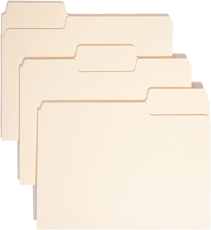 Smead SuperTab Heavyweight File Folder,Oversized 1/3-Cut Tab,Letter Size,Manila,50 Per Box (10401),(Pack of 5) by SMEAD
