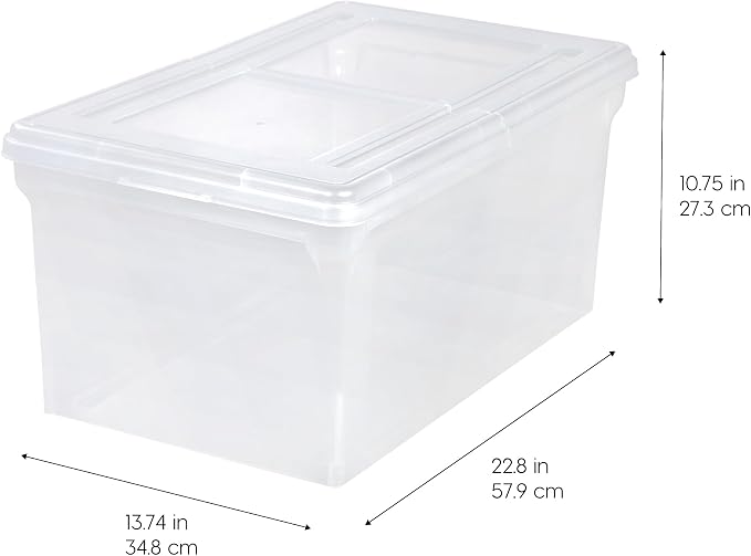 IRIS USA 5-Pack 44 Qt. Letter File Box with Hinged Lid, Clear | Protect important documents, letter and legal files with secure storage for home offices, moving, and long-term organization - Image 2