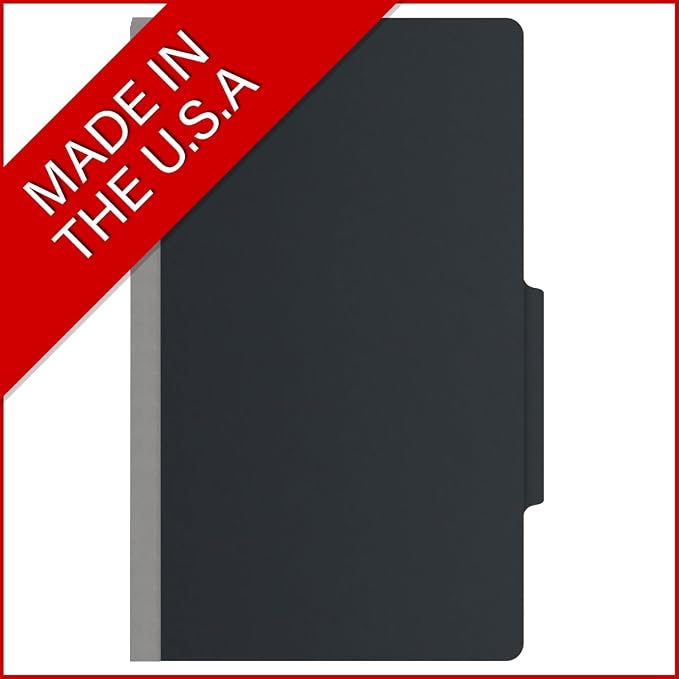 25 Pt. Pressboard Classification Folders, 2/5 Cut ROC Top Tab, Legal Size, 1 Divider, Black (Box of 10) - Image 5