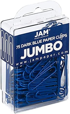 JAM PAPER Colorful Jumbo Paper Clips - Large 2 Inch - Dark Blue Paperclips - 75/Pack - Image 2