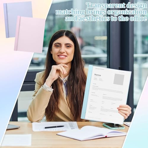 6 PCS Pastel Plastic Report Covers with 3 Prongs Clear Front Presentation Folders 3 Prong Folders for Resume Portfolio Document Report Letter Proposal School Classroom Office Supplies (Pastel) - Image 6