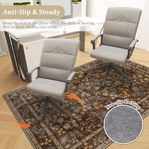 chakme Office Chair Mat for Hardwood Floor, 60"x45" Easy Glide Computer Desk Mat Protector for Rolling Chair Under Desk Rug Nonslip Backing, Machine Wash, (Floral) - Image 5
