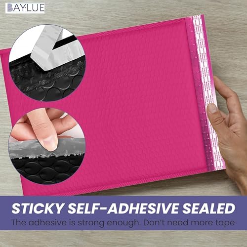 Hot Pink Bubble Mailers 10x13, Poly Padded Envelopes, 100 Pack Bulk - Image 3
