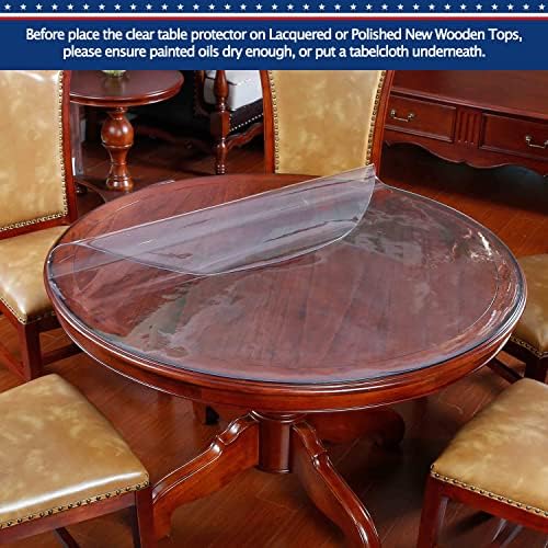 48 Inch Round Tablecloth Protector Clear Plastic Cloths Waterproof Wipeable Heat Resistant Vinyl PVC Desk Top Pad Cover for Kitchen Dining Room Furniture Table Rectangle Oblong Rectangular Tables Mat - Image 6