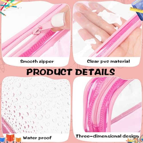 Fainne 50 Pcs Clear Pencil Pouch Bulk 7.87x1.38 Zipper Bag, Multi Color - Image 3
