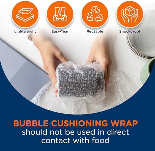 Campior Small Bubble Cushioning Wrap for Moving and Shipping - 175 Ft Bubble Packing Wrap for Packaging Boxes and Mailers, Clear Bubble Roll Moving Supplies, Perforated Every 12 inches, Pack of 4 - Image 5