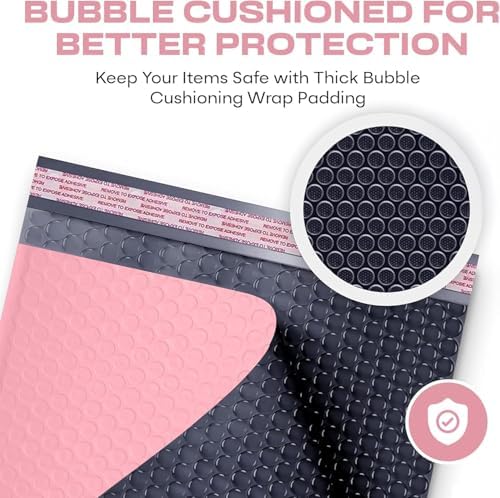 Light Pink Bubble Mailers 10x13, Self Seal Poly Padded Envelopes, 100 Pack - Image 4