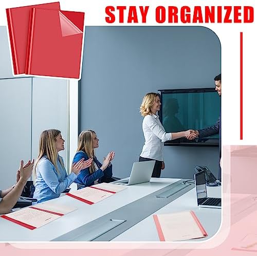Teling 48 Pcs Clear Front Report Covers with 3 Prong Fasteners, Red - Image 4