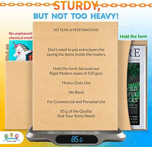 ABC PACK & SUPPLY Rigid Mailers 6 x 8 Inch, Brown Cardboard Envelopes, Self Seal Tear Strip, 550 GSM Paperboard, Stay Flat Design, Pack of 100 - Image 3