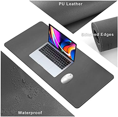 CENNBIE Leather Desk Mat,39.3x19.6 Desk Pad Blotter Protector (Grey) - Image 4