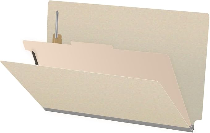 Ecom Folders Top Tab Pressboard Classification Folders | Legal Size 18 Pt Stock with 1 Divider | 2/5 Cut ROC Tab for Medical & Office Filing | 4 Filing Sections | Manila, Box of 10 by Ecom+Folders