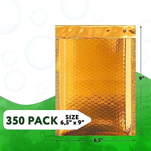 Metallic Bubble Mailers, Gold Glossy Padded Envelopes 6.5 x 9 Inches, Cushion Bubble Shipping Bags, Self Seal Mailing Envelopes, Pack of 350 - Image 2