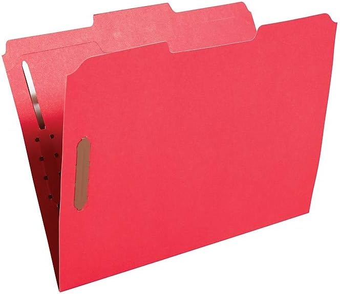 Staples Reinforced Tab Fastener Folder, Letter Size, Red Pressboard, Durable Construction, 50/Box - Image 2