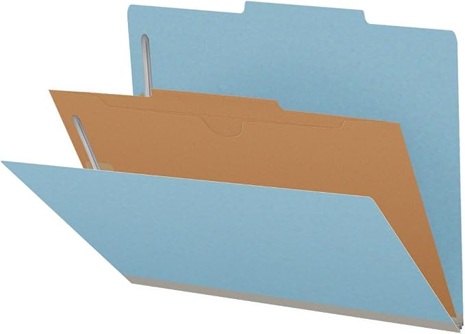 25 Pt. Pressboard Classification Folders, 2/5 Cut ROC Top Tab, Letter Size, 1 Pocket Divider, Light Blue (Box of 10) - Image 4
