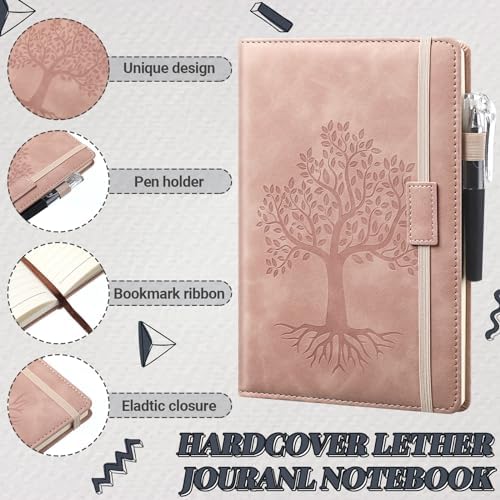 Estune 10 Pack Lined Journal Notebook A5 Tree of Life Hardcover Leather Journal with 10 Pen, College Ruled Notebook for Travel, Business, Work, Office, School Note Taking Diary(Morandi Color) - Image 3