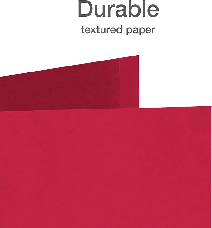 Oxford 2 Pocket Folders, Mega Box of 125, Textured Paper Folders, Red, Letter Size, Essentials for School & Teacher Supplies Lists (57543) - Image 4