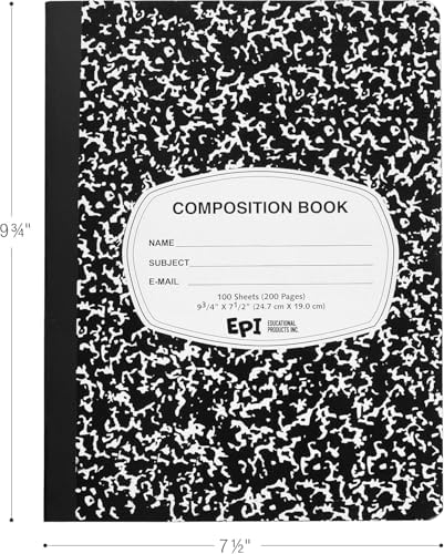 960 Pack (Pallet) EPI Wide Ruled Composition Notebook Bulk, 200 pages (100 Sheets), 9-3/4 x 7-1/2, Black Marble, Bulk School Supplies, Heavy Duty, Durable Office Notebooks, Sturdy Sewn Binding - Image 2
