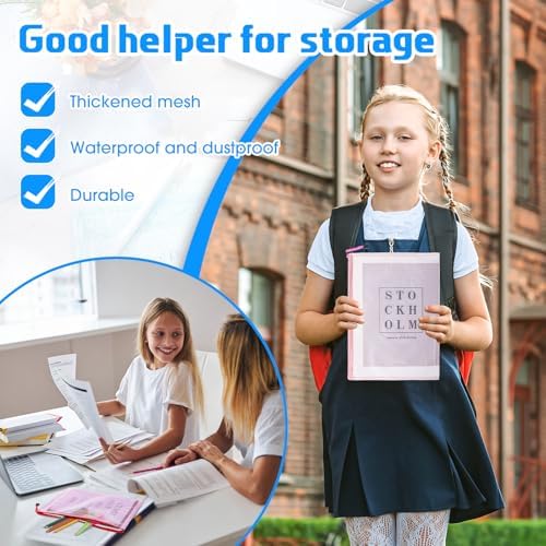 200 Pcs A4 Mesh Zipper Pouch Bulk Waterproof Mesh Zipper Organizer Plastic File Folder Case for School Office Supplies Document Board Games Puzzle(Colorful) - Image 6