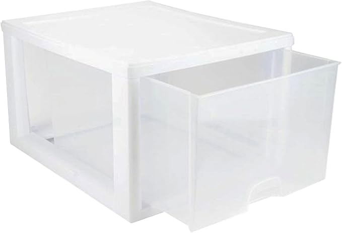 Sterilite Stacking Drawer Storage Organizer for Clothes, 27 Quart, 8-Pack | White Frame, Stackable Modular Clear Plastic Drawers & Containers for Clothing, Accessories, Craft Supplies, Shoes or Linens - Image 9