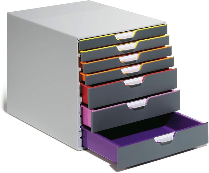 Durable Varicolor 10 Drawer Unit - Gray Desktop Drawer Set with 10 Color Coded Draws - Letter to Folio Size Files - Perfect for Storing Documents and Paper Work - Image 10