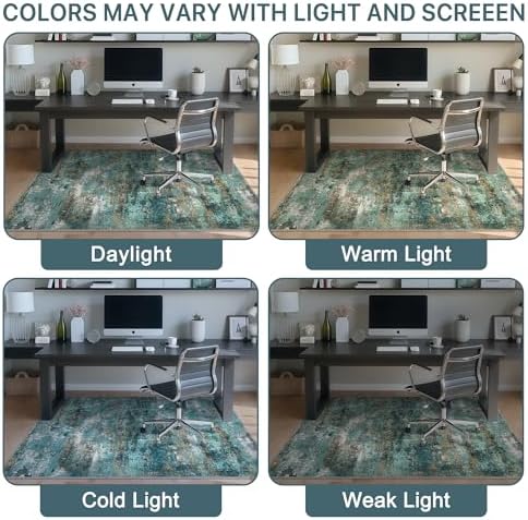 36"x48" Office Chair Mat for Hardwood Floor, Non-Slip Washable Teal Blue - Image 6