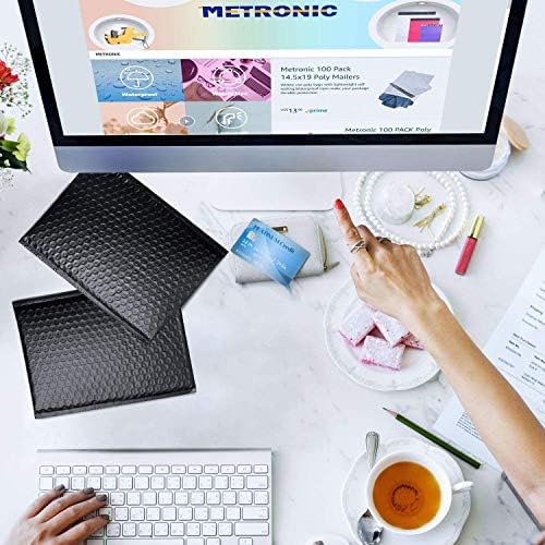METRONIC Bubble Mailers 6x10" Padded Envelopes Black 300 Pack Waterproof - Image 7