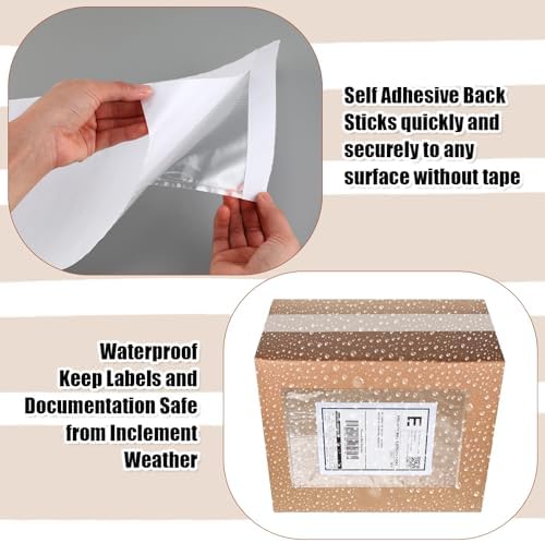 Cholemy 200 Pcs 9.5 x 12 in Clear Packing Slip Pouches Shipping Label Sleeves Adhesive Packing List Pockets Envelopes Mailing Protectors Slip Envelope Pouches Holders Cover Enclosed Bag - Image 5