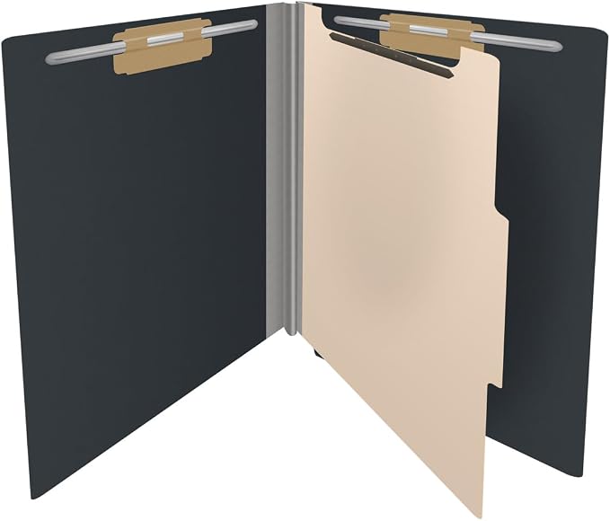 Pressboard Classification Folders, Full Cut End Tab, Letter Size, 1 Divider, Black (Box of 10) - Image 4